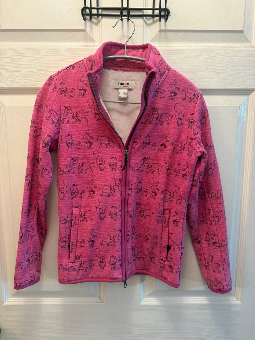 Horze Pink Kids' Zip-Up Jacket. Kids L